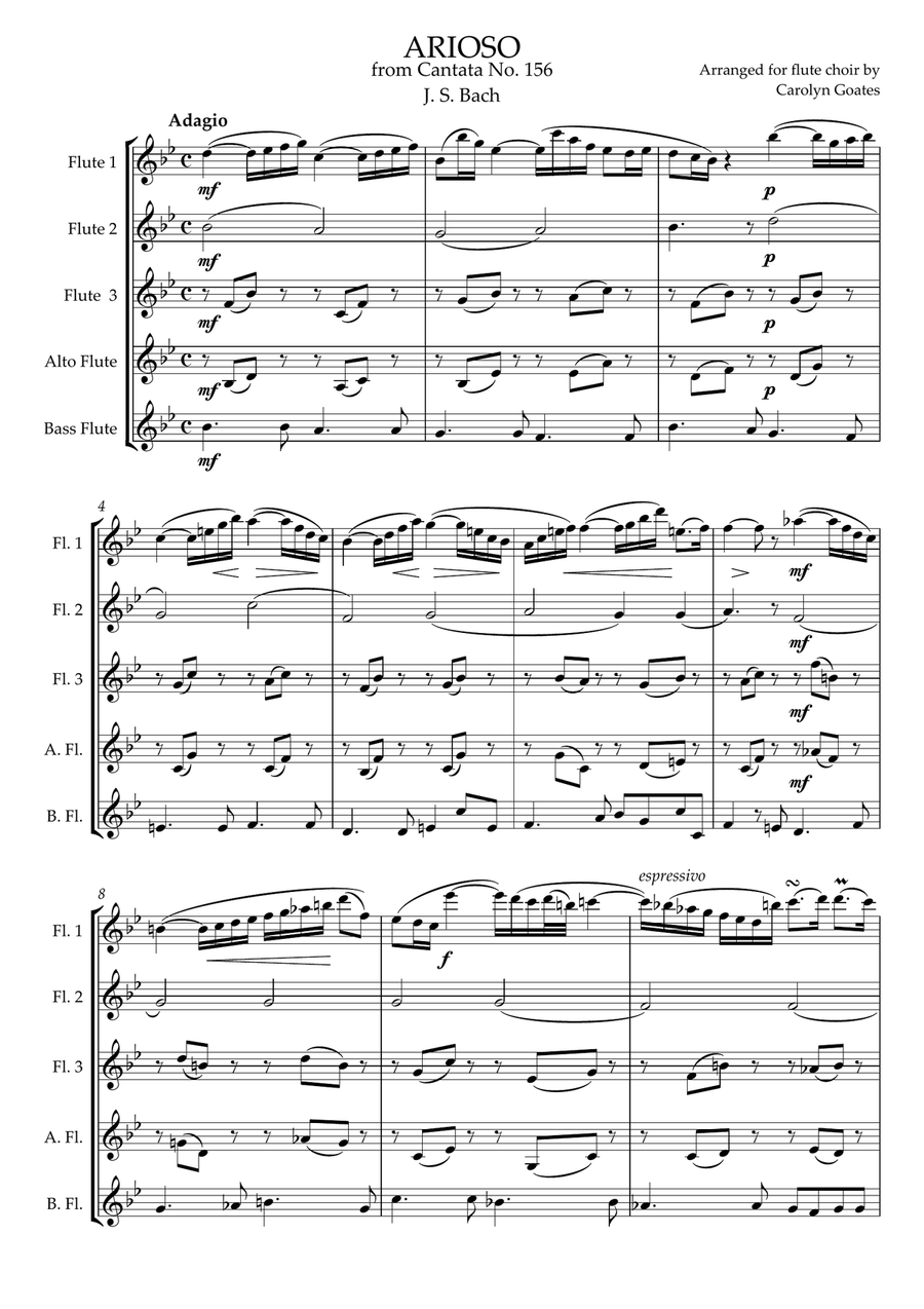 Arioso (J.S.Bach) for flute choir Flute Choir scores gallery preview page 1