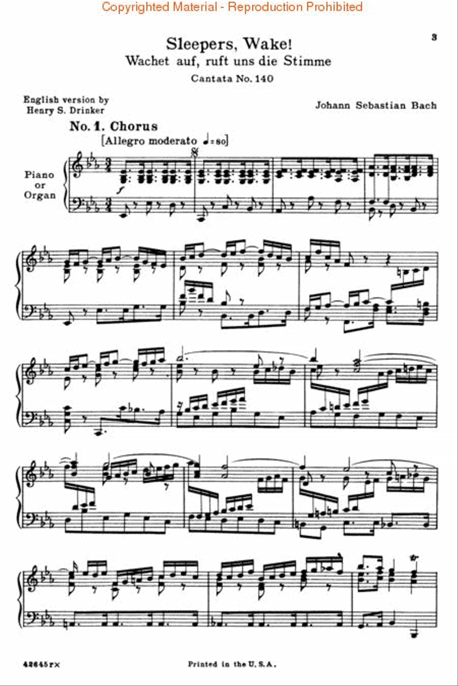 Cantata No. 140: Wachet auf 4-Part scores gallery preview page 2