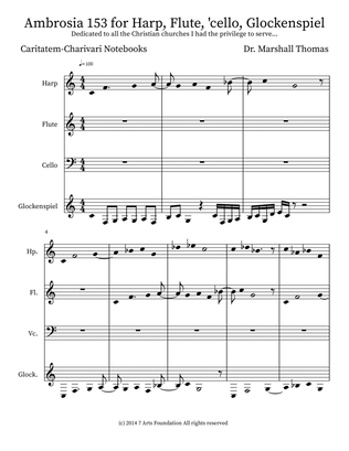 Ambrosia 153 for Harp, Flute, 'cello, Glockenspiel