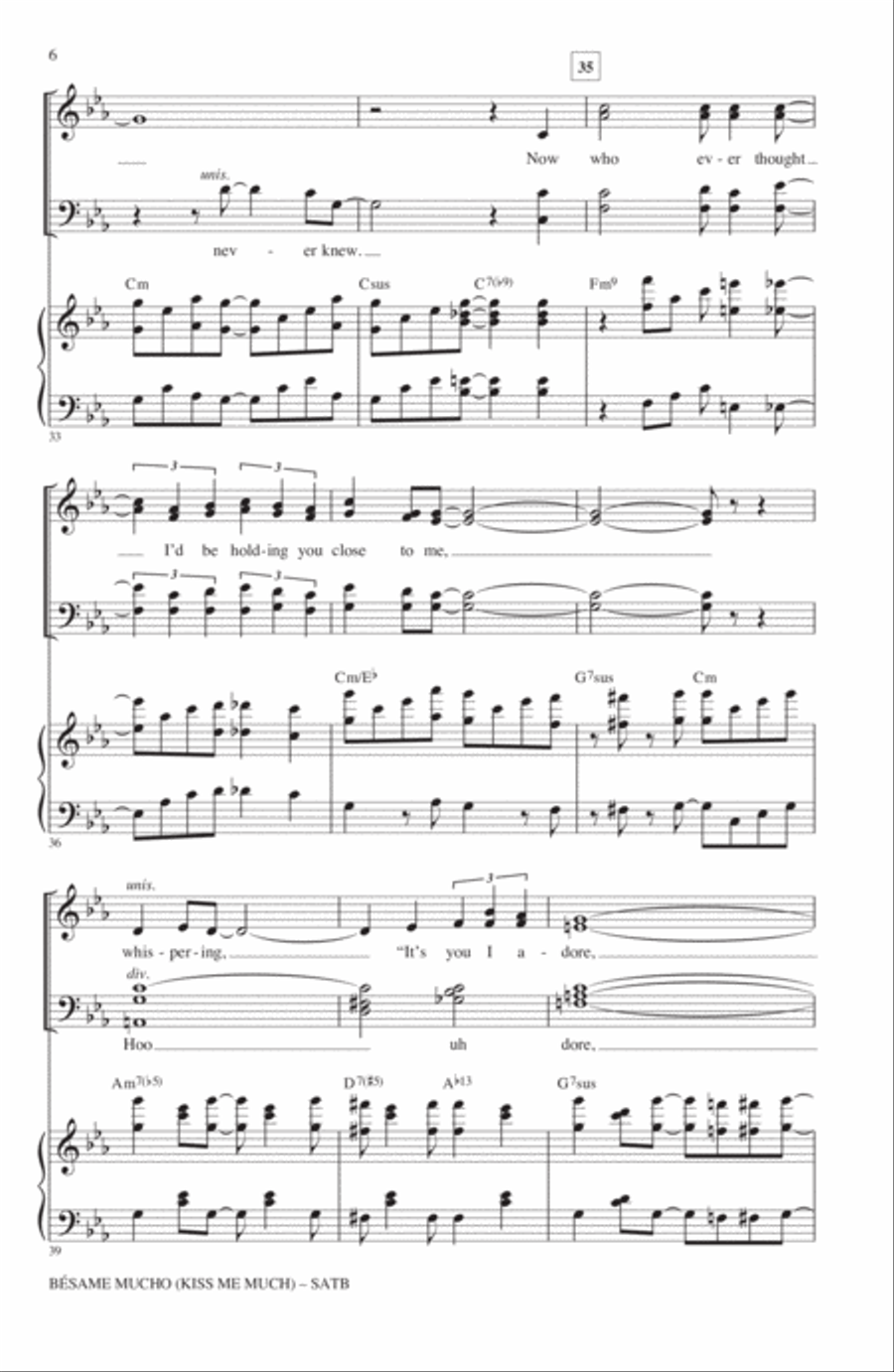 Besame Mucho (Kiss Me Much) 4-Part scores gallery preview page 4