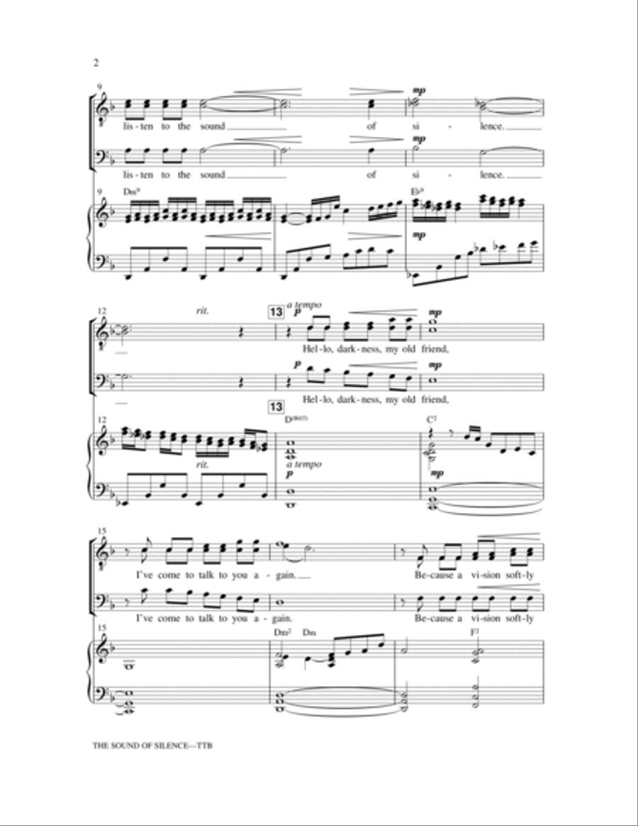 The Sound Of Silence (arr. Mark Hayes) TTBB scores gallery preview page 2