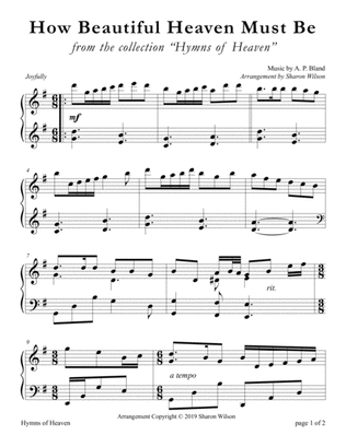 How Beautiful Heaven Must Be (LARGE PRINT Piano Solo)