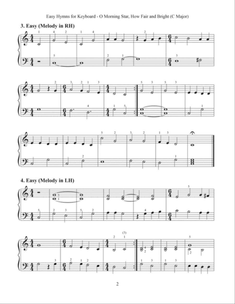 O Morning Star, How Fair and Bright (Easy Hymns for Keyboard) Piano Method scores gallery preview page 4