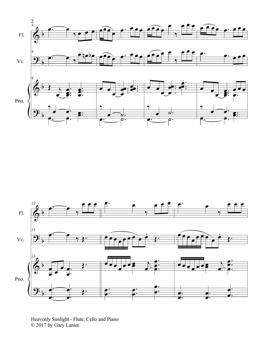 HEAVENLY SUNLIGHT (Trio - Flute, Cello & Piano with Score/Parts) Flute scores gallery preview page 3