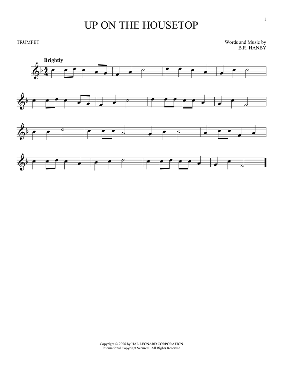 Up On The Housetop Up On The Housetop Trumpet Solo scores gallery preview page 1