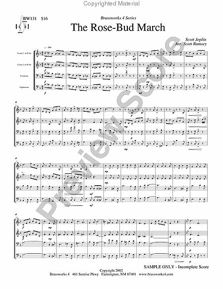 Rose-Bud March by Scott Joplin Cornet - Sheet Music