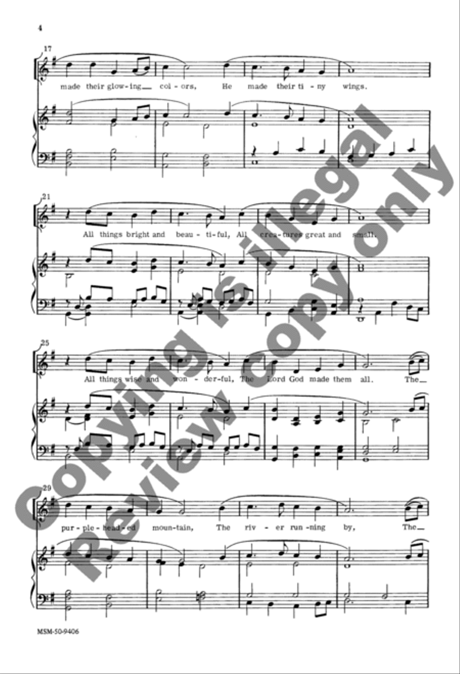 All Things Bright and Beautiful Unison Choir scores gallery preview page 8