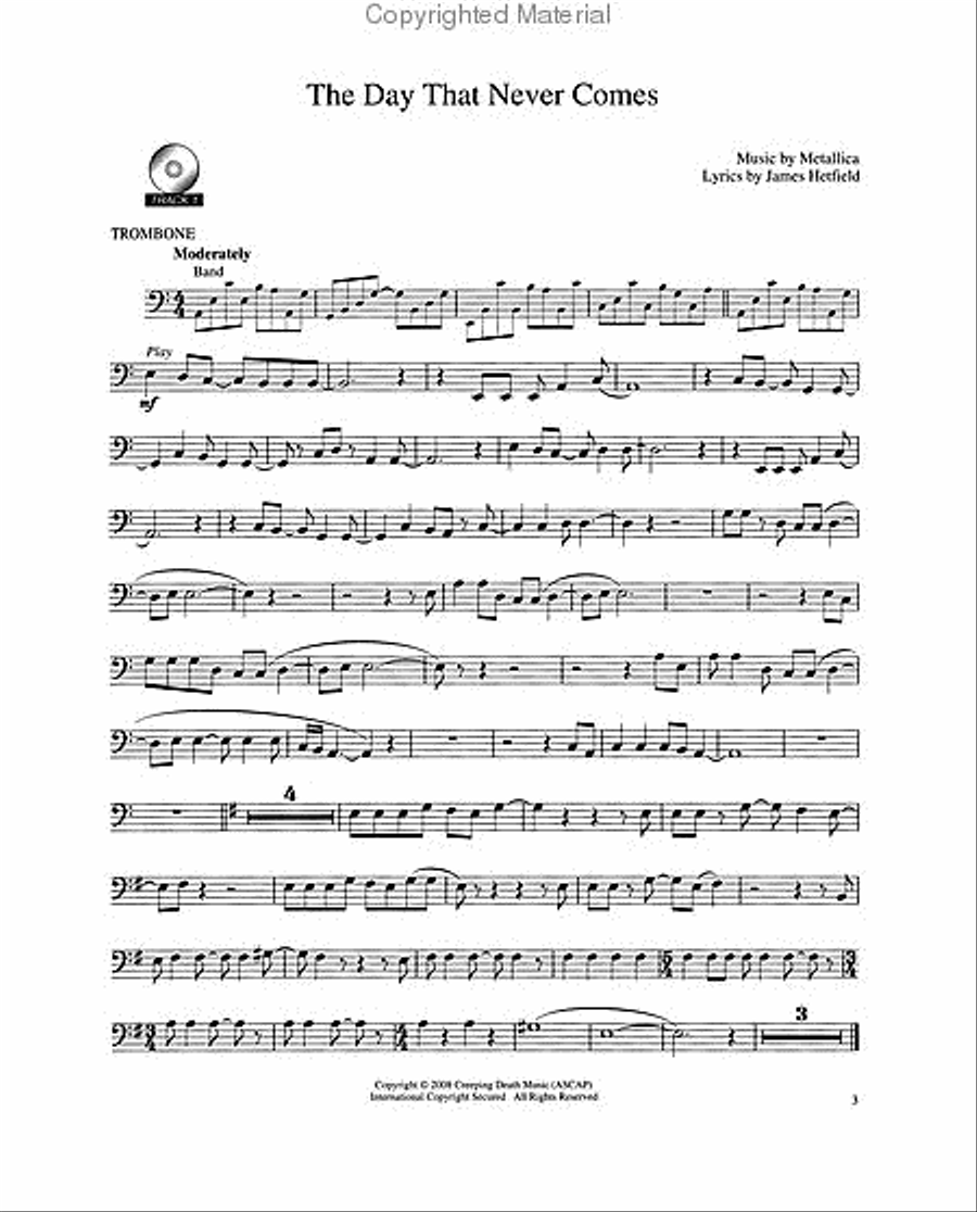 Best of Metallica for Trombone Trombone Solo scores gallery preview page 2
