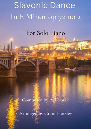 Book cover for "Slavonic dance in E minor" op 72 no 2- Dvorak- Piano solo- Intermediate level