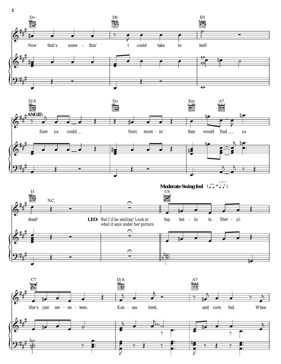 Saturday Night Girl Piano, Vocal, Guitar scores gallery preview page 2