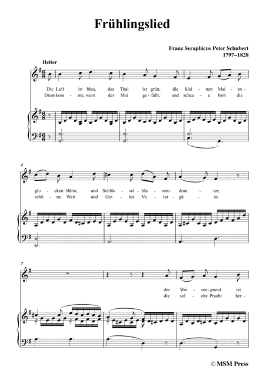 Schubert-Frühlingslied,in G Major,for Voice and Piano Voice Solo scores gallery preview page 3