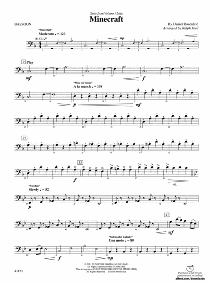 Minecraft: Bassoon Concert Band scores gallery preview page 1