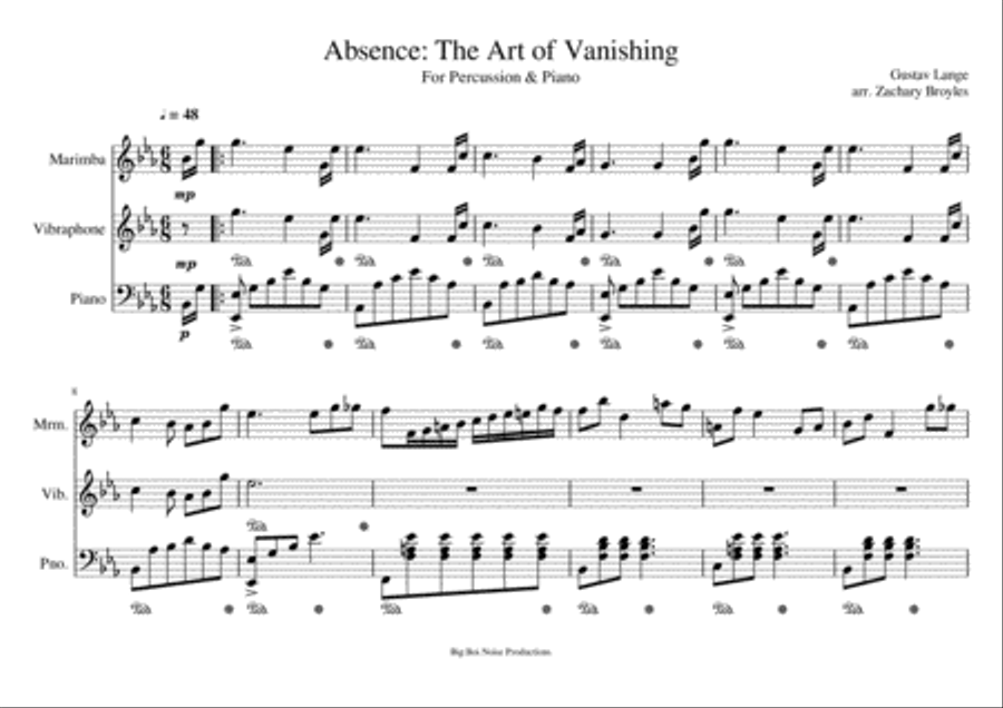 Absence: The Art of Vanishing For Percussion Percussion scores gallery preview page 1