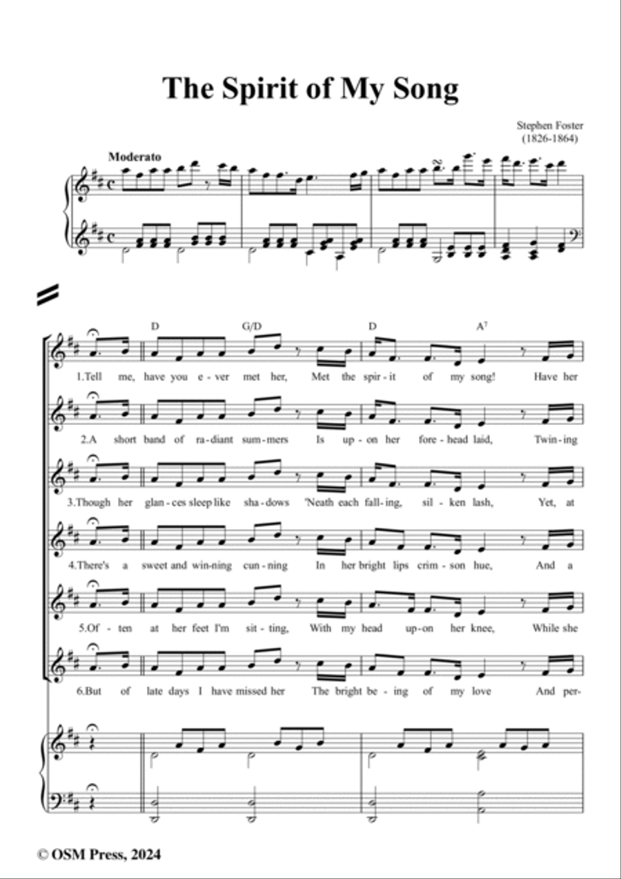 S. Foster-The Spirit of My Song,in D Major Voice scores gallery preview page 2
