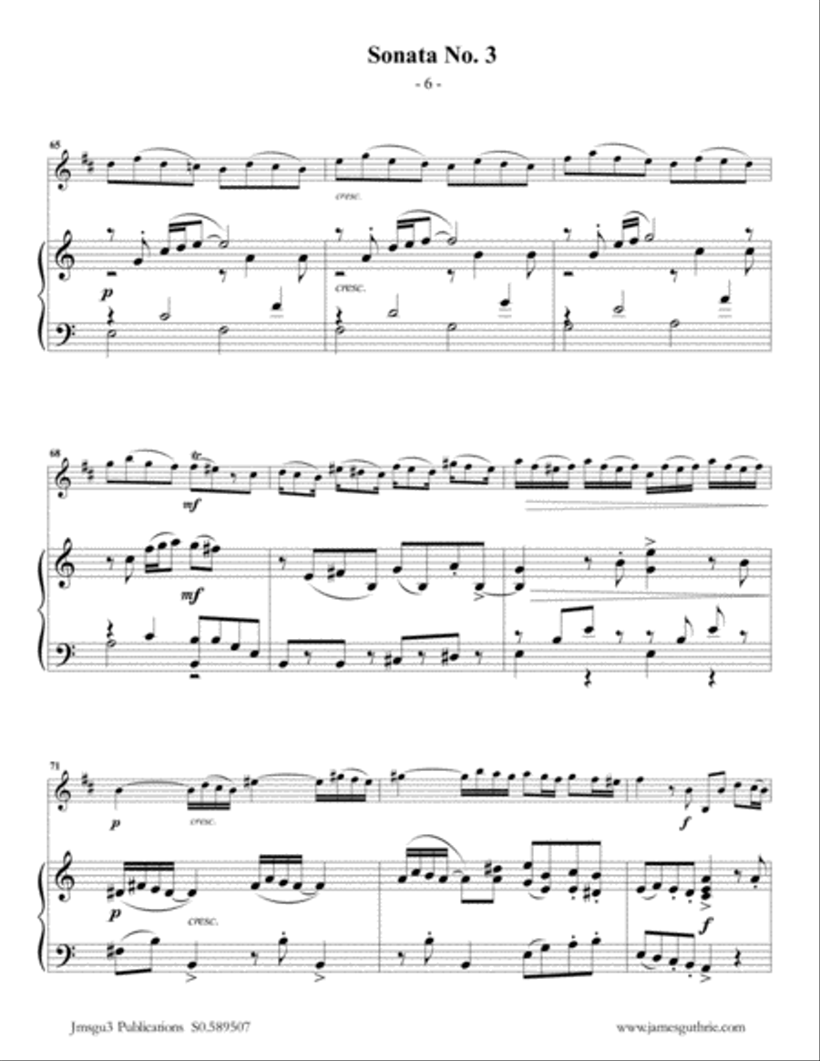 Vivaldi: Sonata No. 3 for Clarinet & Piano Clarinet Solo scores gallery preview page 6