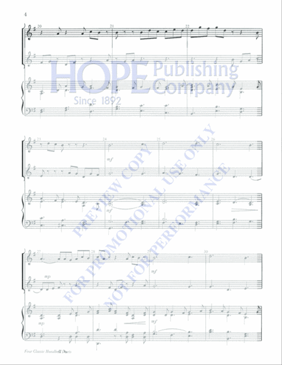 Four Classic Handbell Duets Percussion scores gallery preview page 4