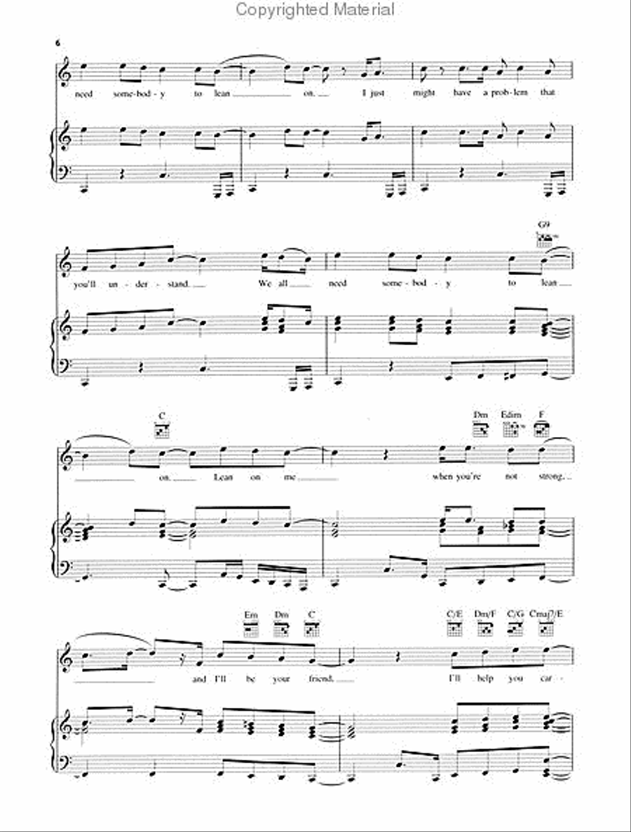 Lean on Me Piano, Vocal, Guitar scores gallery preview page 3