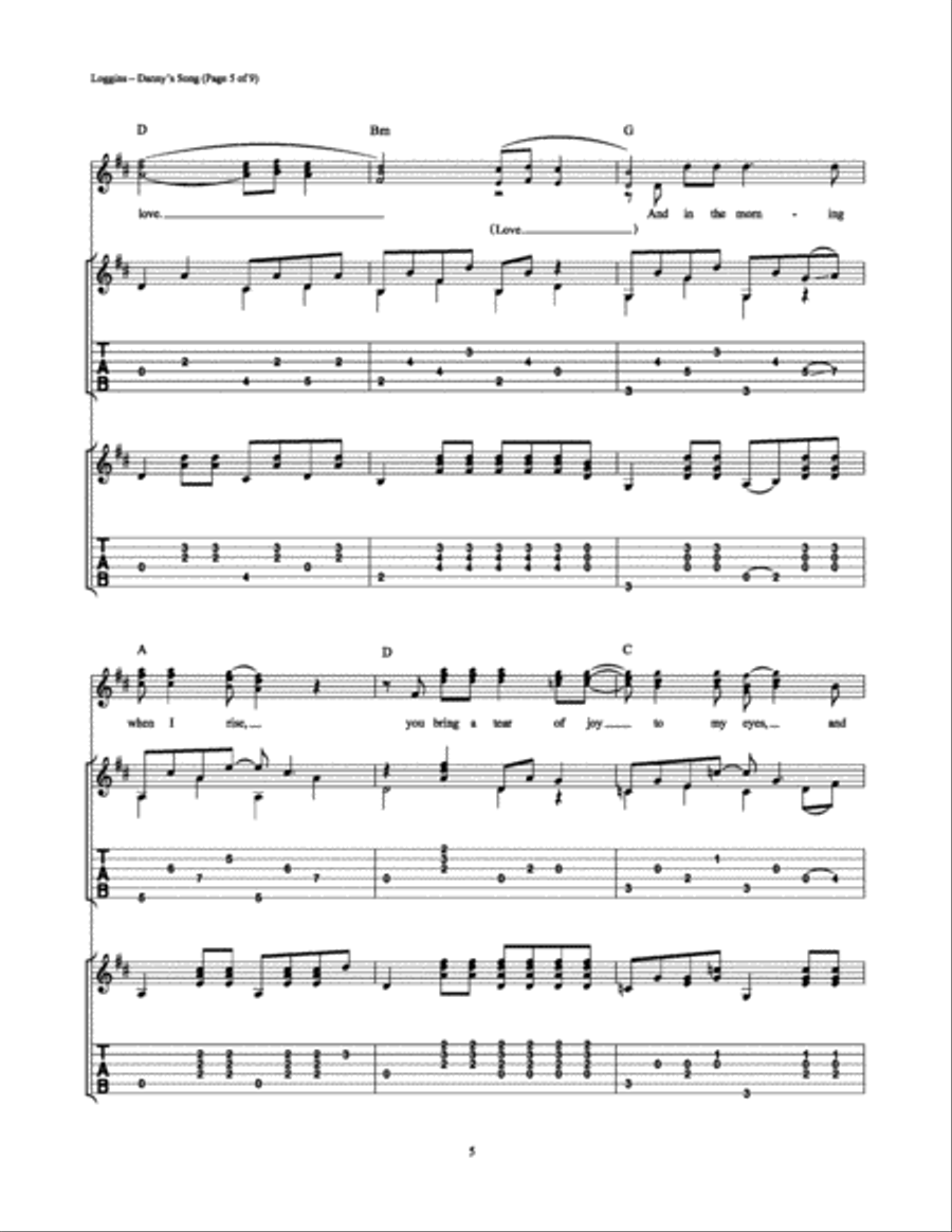 Danny's Song Electric Guitar scores gallery preview page 5