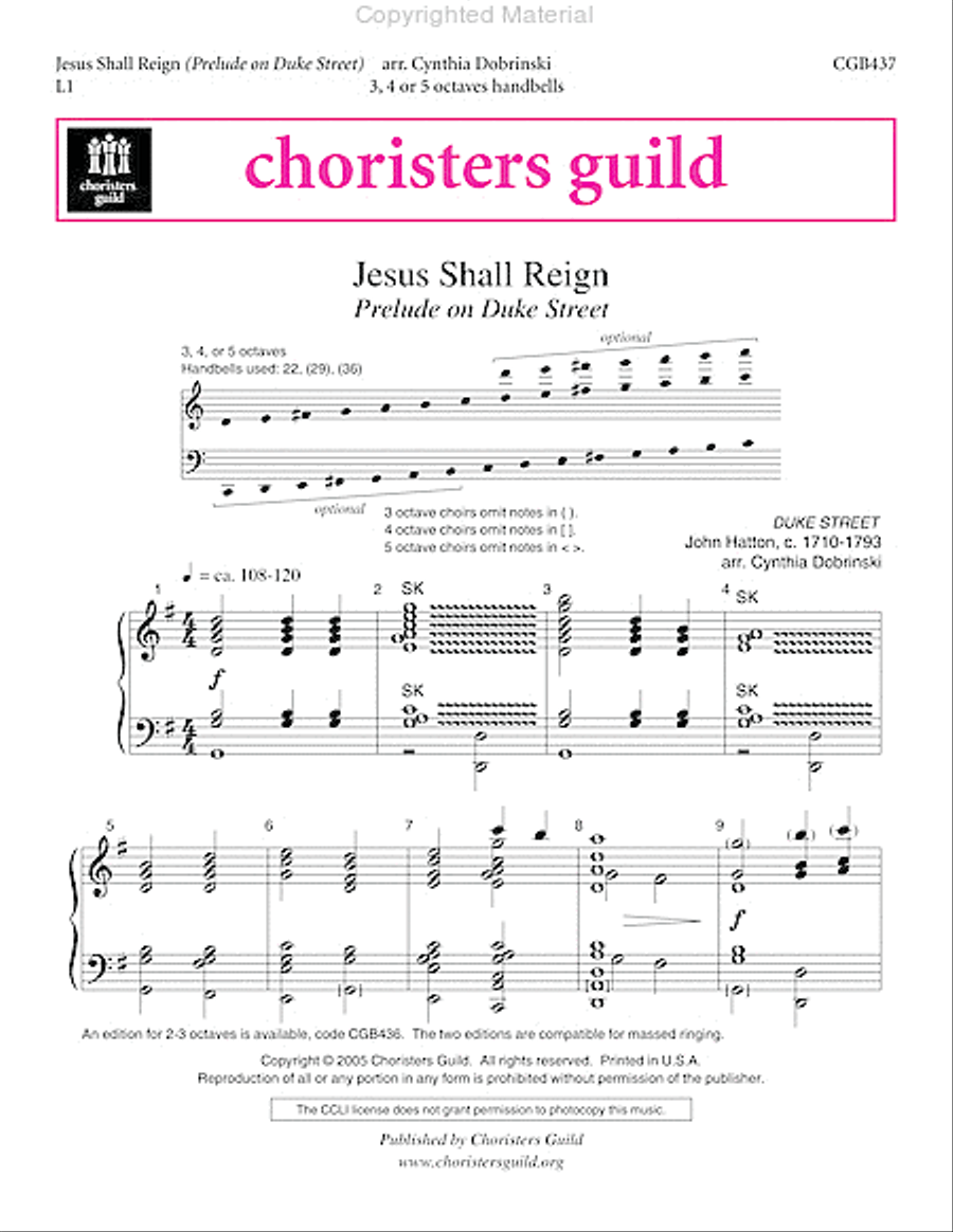 Jesus Shall Reign [Prelude on Duke Street] (3-5 octaves) 5-Octaves scores gallery preview page 2