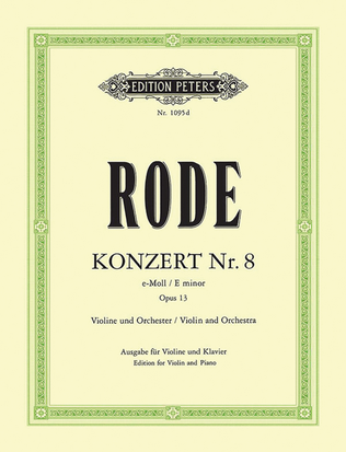 Book cover for Violin Concerto No. 8 in E minor Op. 13 (Edition for Violin and Piano)