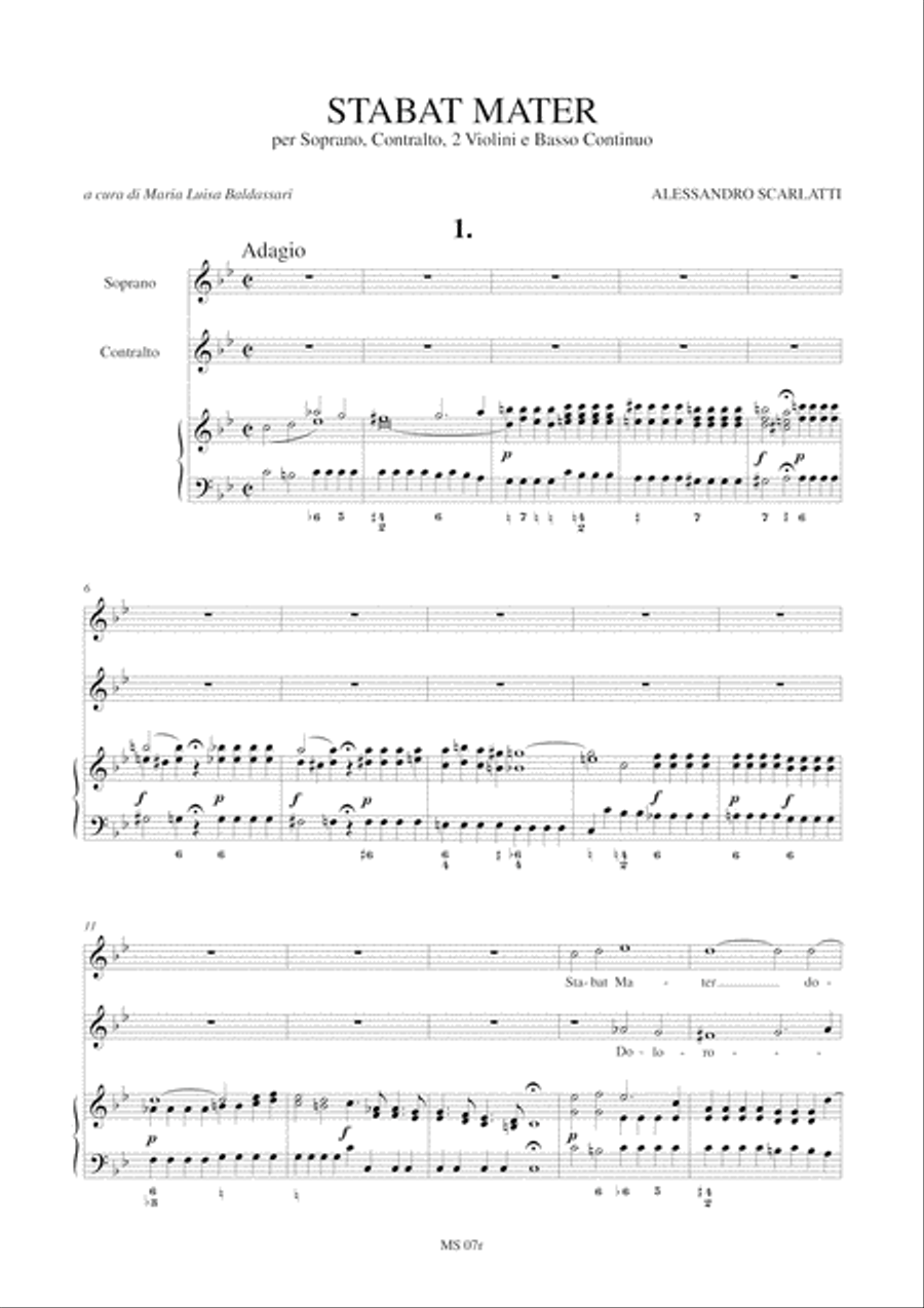 Stabat Mater for Soprano, Contralto, 2 Violins and Continuo Piano and Keyboard scores gallery preview page 2