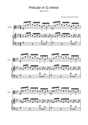 Book cover for Prelude in G minor - BWV 999 - Viola