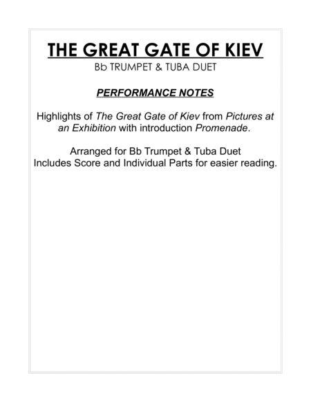 The Great Gate of Kiev from Pictures at an Exhibition - Trumpet & Tuba Duet image number null