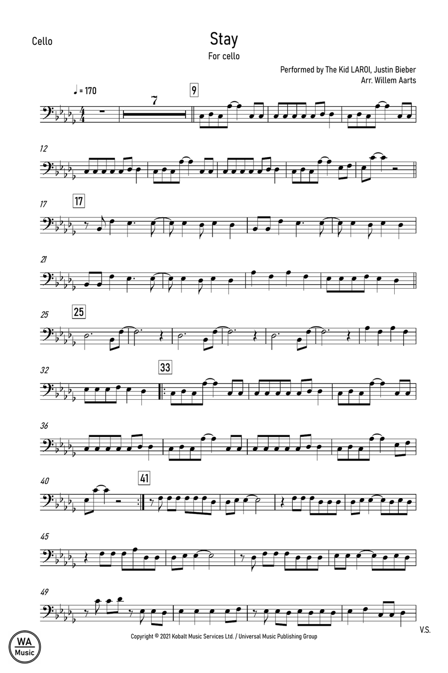 Stay Stay Cello Solo scores gallery preview page 1