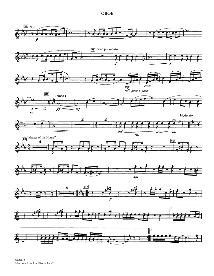 Selections from Les Misérables (arr. Warren Barker) - Oboe Concert Band scores gallery preview page 2