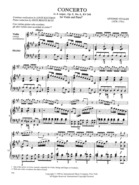 Concerto in A major, RV 348 (Op. 9, No. 6) (KAUFMAN)
