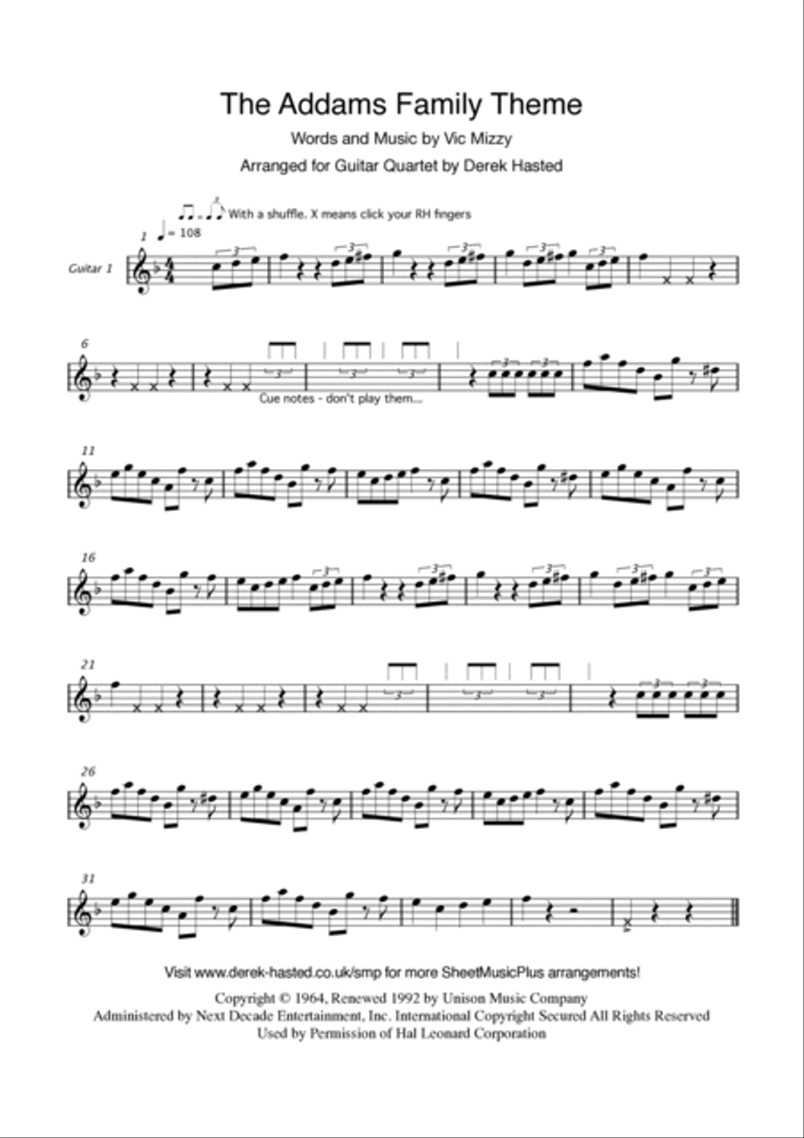 The Addams Family Theme Guitar Ensemble scores gallery preview page 3
