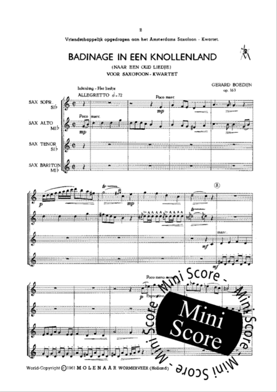 Badinage in een Knollenland Saxophone Quartet scores gallery preview page 4