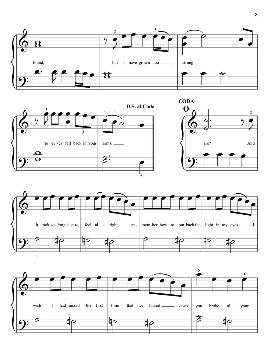Jar Of Hearts Easy Piano scores gallery preview page 3