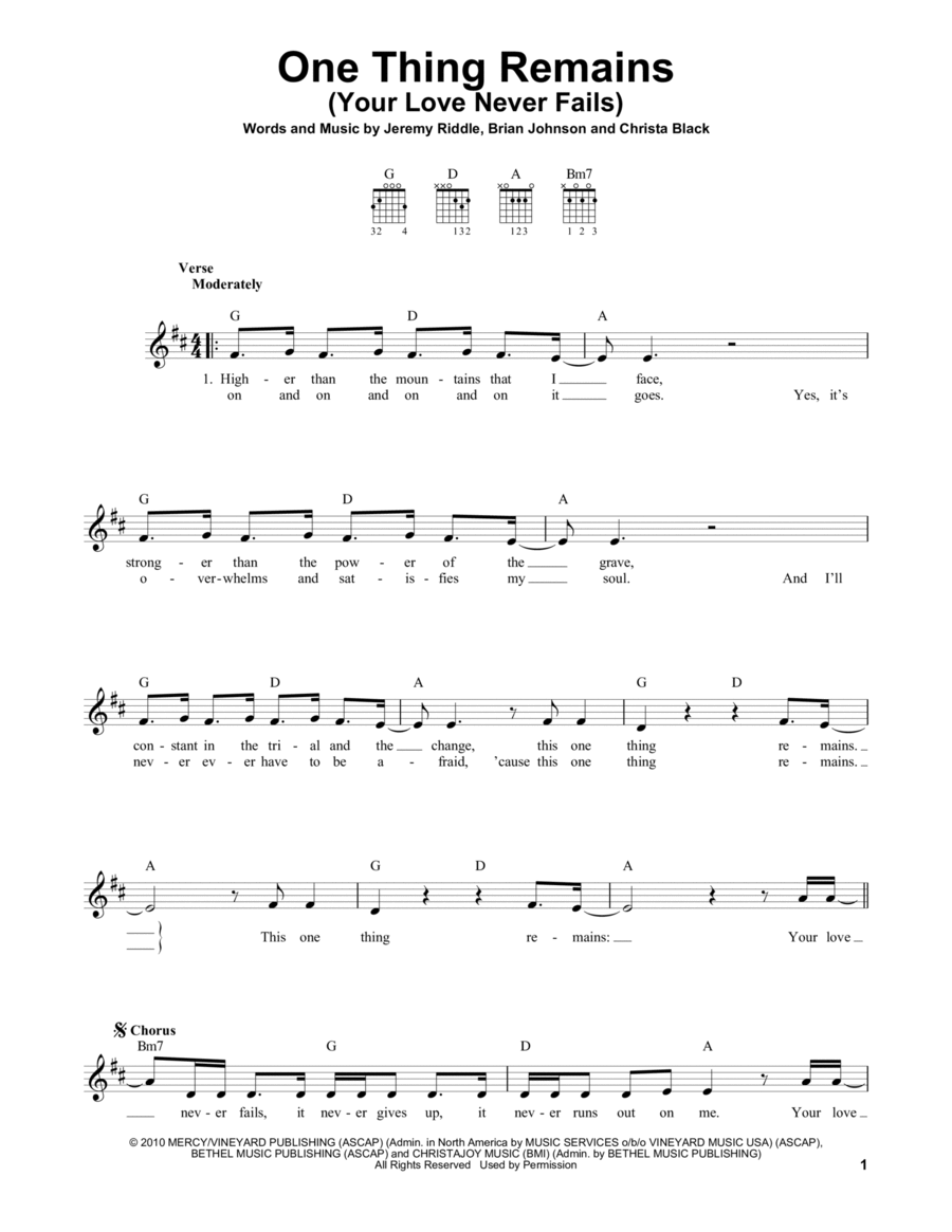One Thing Remains (Your Love Never Fails) Easy Guitar scores gallery preview page 1