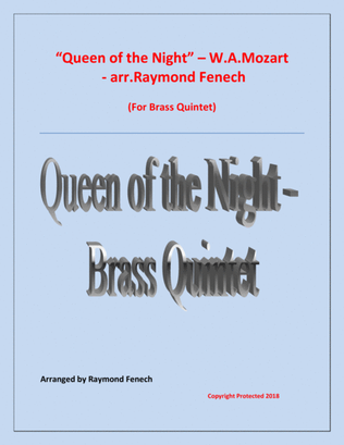 Queen of the Night - From the Magic Flute - Brass Quintet (Soprano E Flat Cornet; B Flat Trumpet; Ho