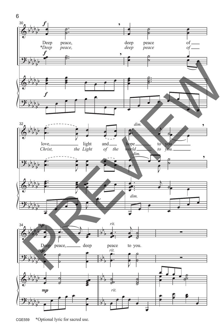 Deep Peace (SATB) Deep Peace (SATB) 4-Part scores gallery preview page 7