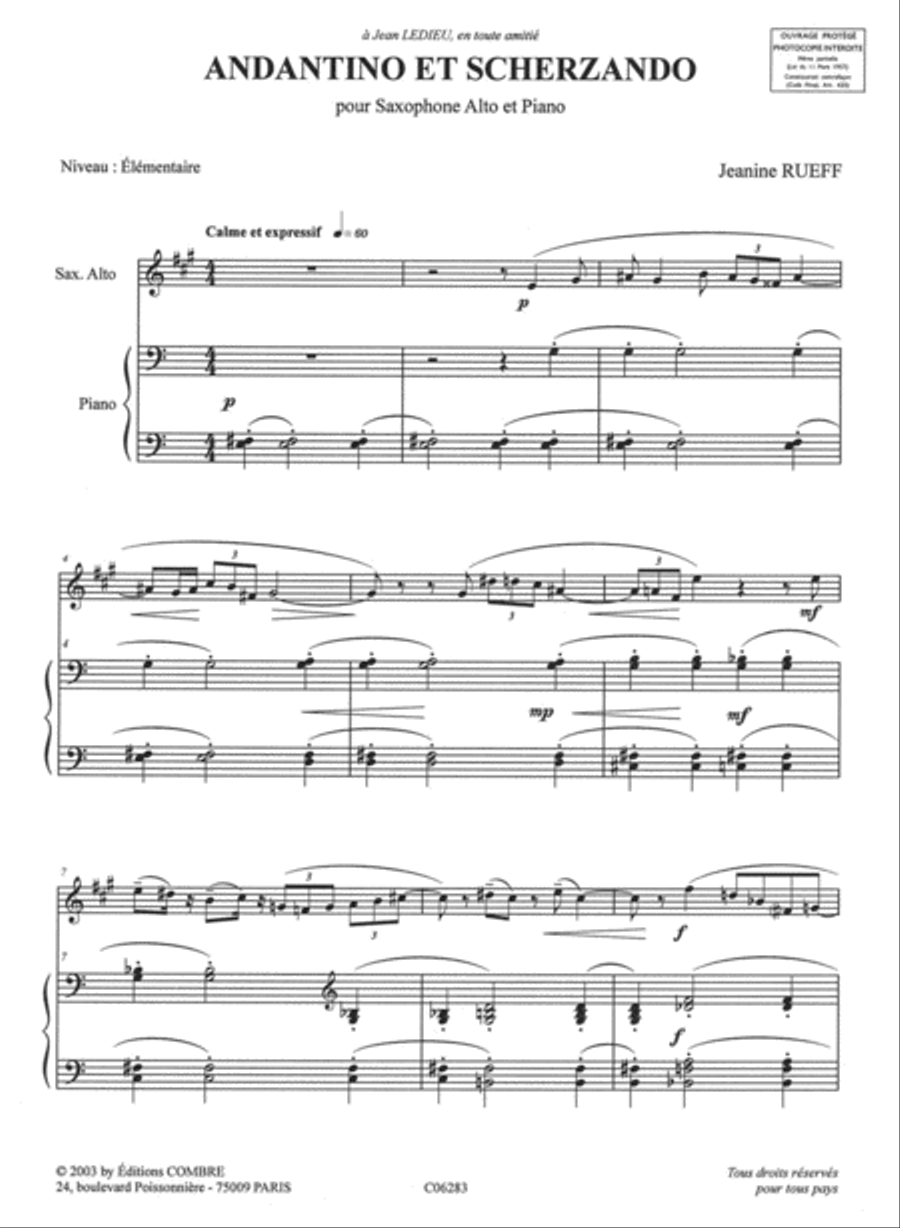 Andantino et scherzando Alto Saxophone scores gallery preview page 2