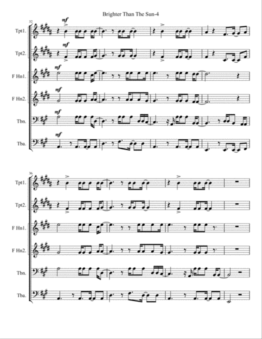 Brighter Than The Sun Brass Ensemble scores gallery preview page 4