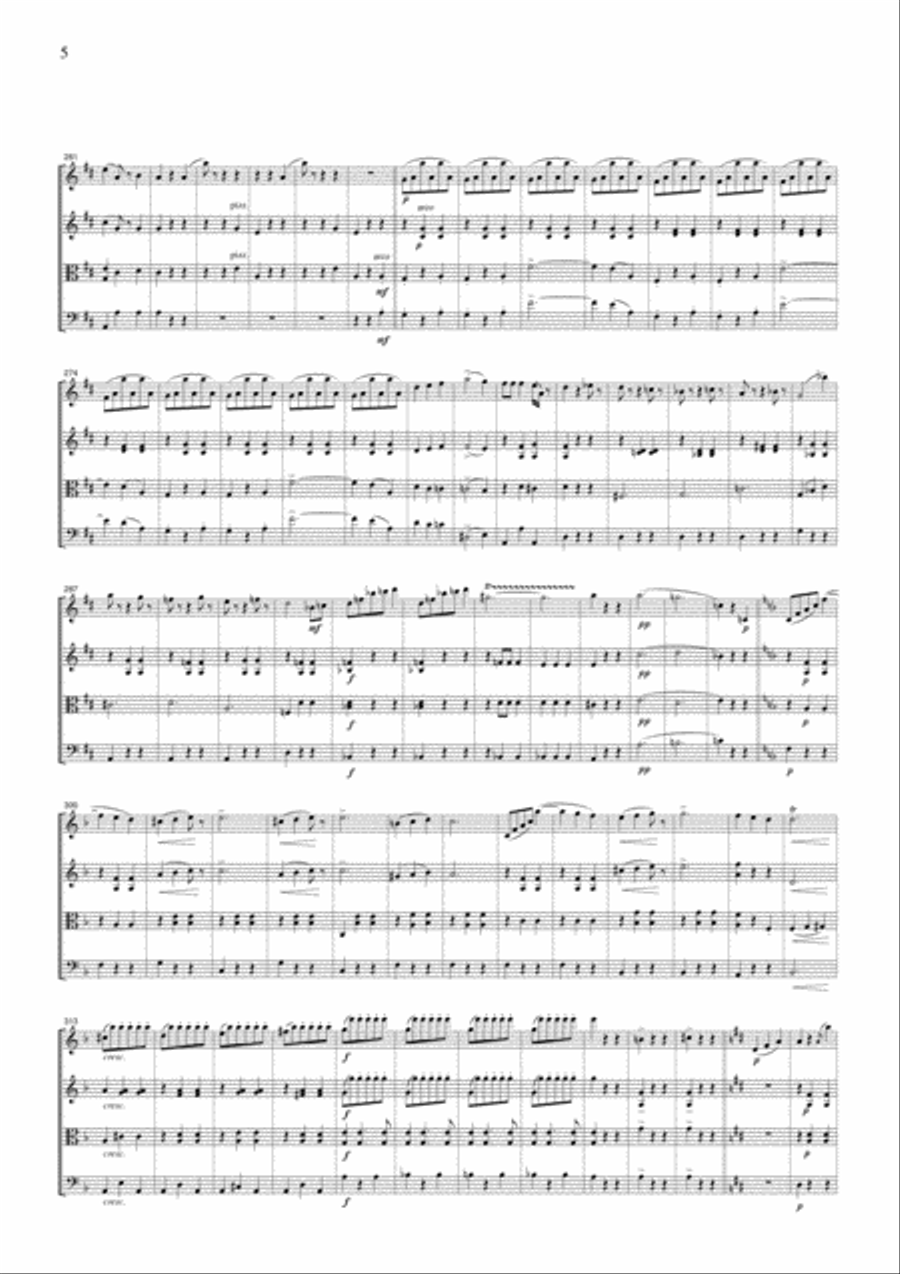 J.Strauss Blue Danube Waltz, for string quartet, CS104 String Quartet scores gallery preview page 5