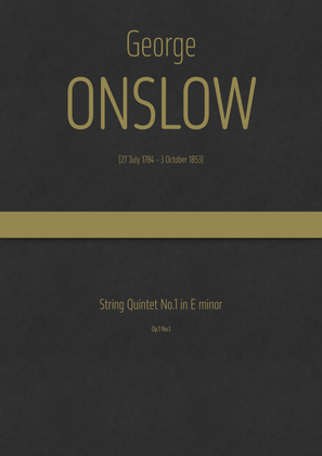 Book cover for Onslow - String Quintet No.1 in E minor, Op.1 No.1