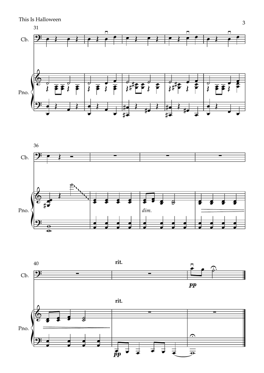 This Is Halloween Double Bass scores gallery preview page 3
