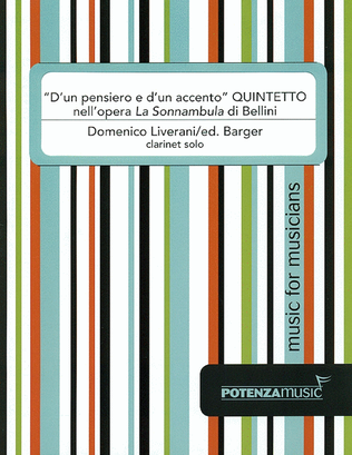 Book cover for "D'un pensiero e d'un accento" Quintetto nell'opera La Sonnambula di Bellini