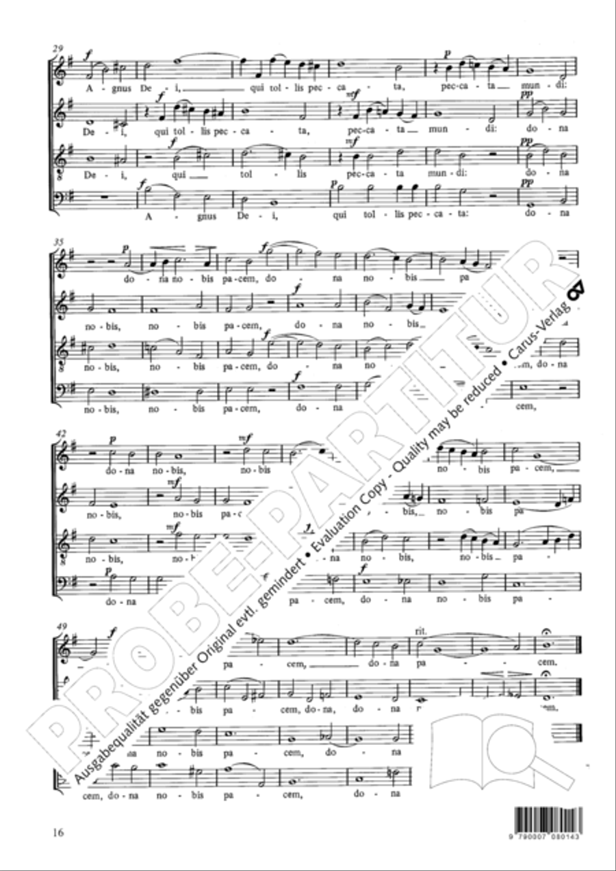 Missa St. Crucis in G 4-Part scores gallery preview page 17