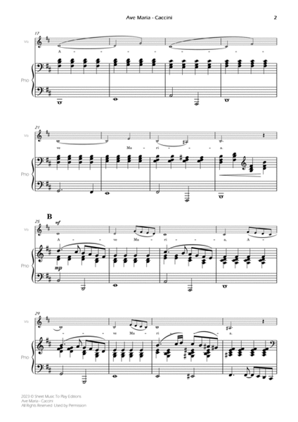 Caccini - Ave Maria - Voice and Piano - B Minor (Full Score and Parts) image number null