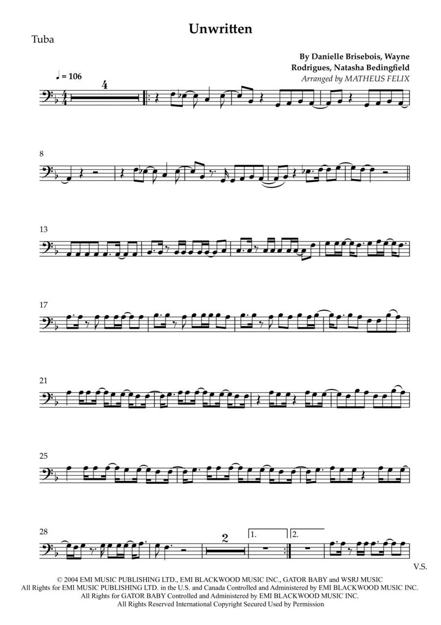 Unwritten Tuba scores gallery preview page 1