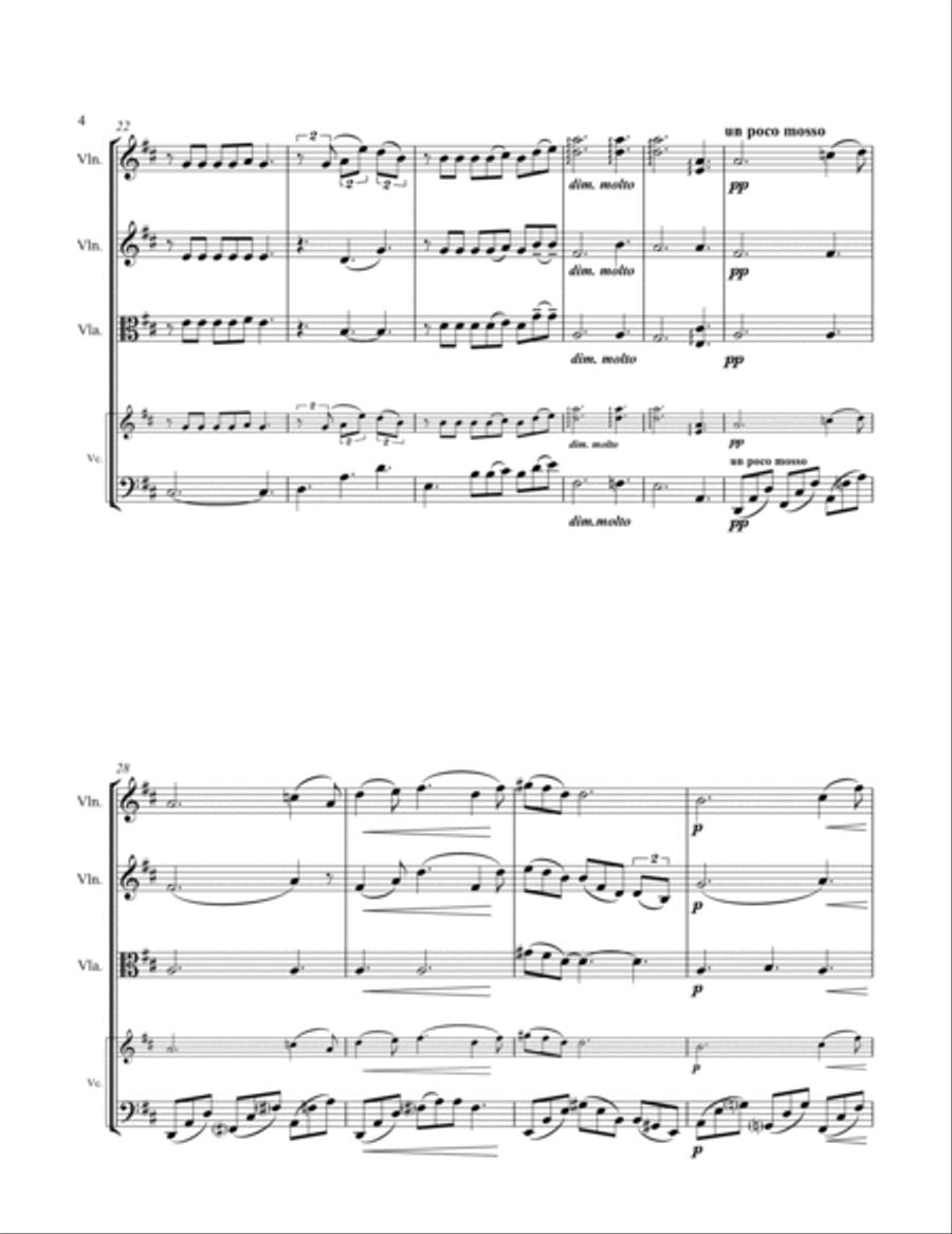 CLAIR DE LUNE String Quartet Early Intermediate level for 2 violins, viola and cello String Quartet scores gallery preview page 6