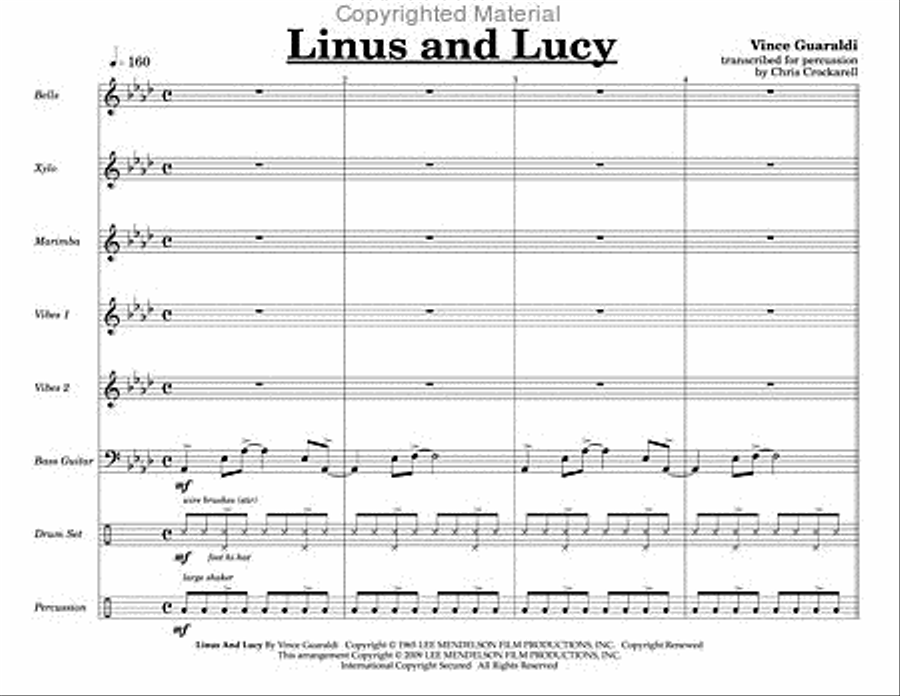 Linus and Lucy Linus and Lucy Percussion Ensemble scores gallery preview page 2