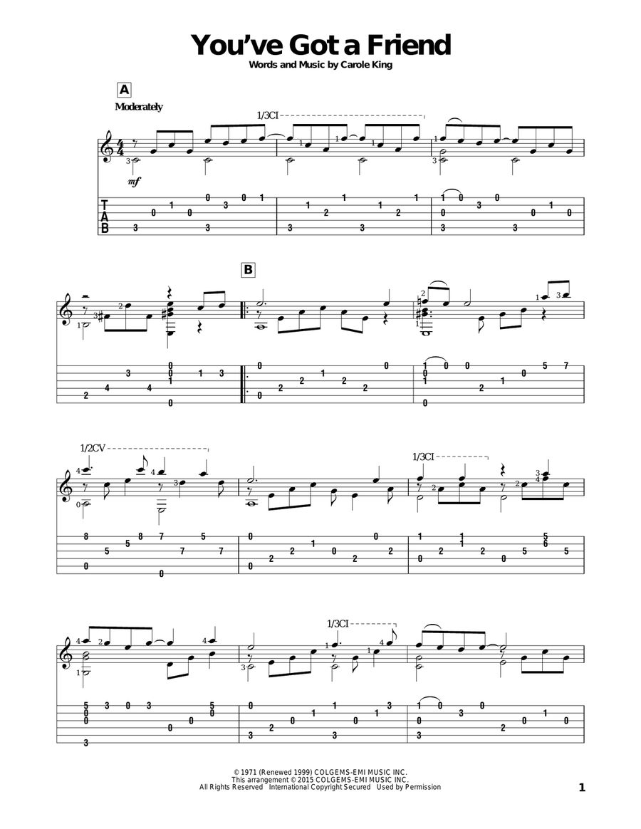You've Got A Friend You've Got A Friend Acoustic Guitar scores gallery preview page 1