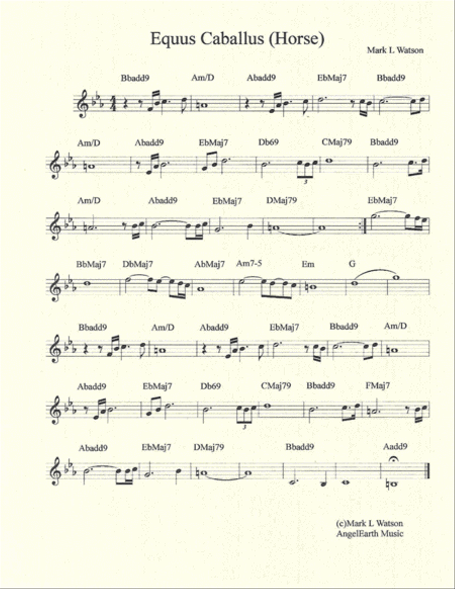 Equus Caballus (Horse) Equus Caballus (Horse) Piano Solo scores gallery preview page 1