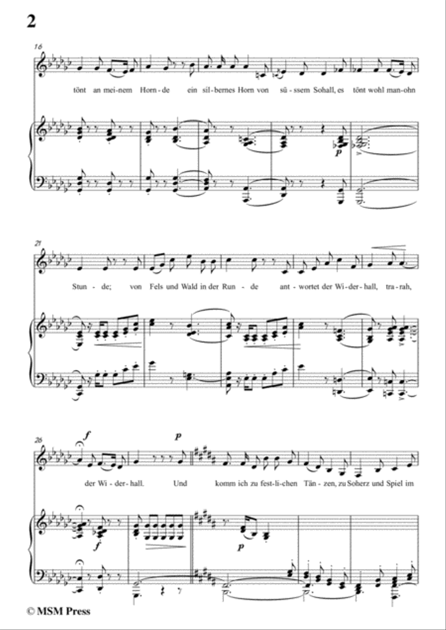 Schumann-Der Knabe mit dem Wunderhorn,in G flat Major,for Voice and Piano Voice Solo scores gallery preview page 4